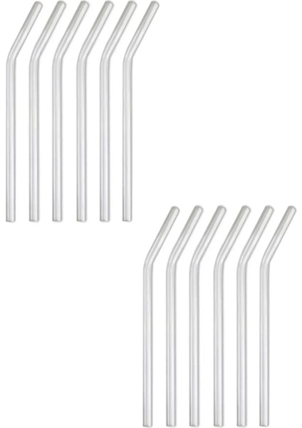 12 Adet Lüks Eğik Cam Pipet Isıya Dayanıklı Termisil Cam Pipet