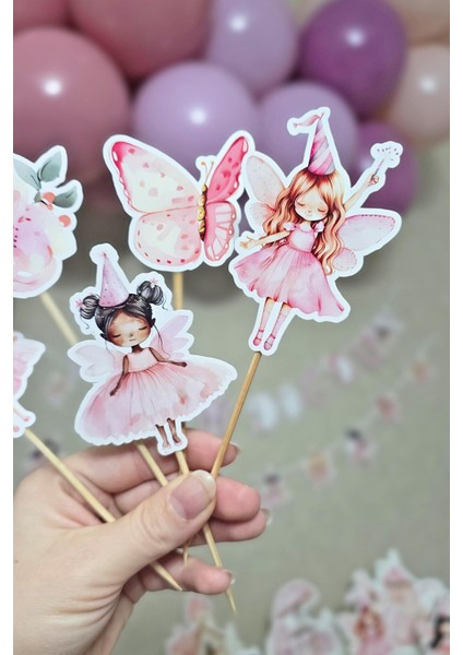 Peri Kızı Tema Kürdan Süsleri Cupcake Süsleri Lüks Büyük Boy 10LU Paket