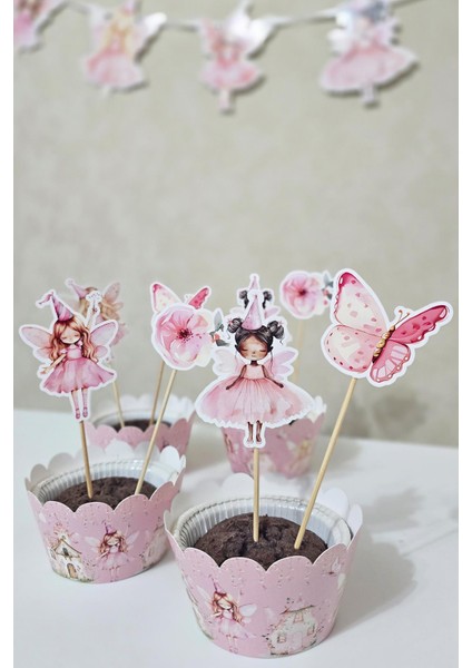 Peri Kızı Tema Kürdan Süsleri Cupcake Süsleri Lüks Büyük Boy 10LU Paket