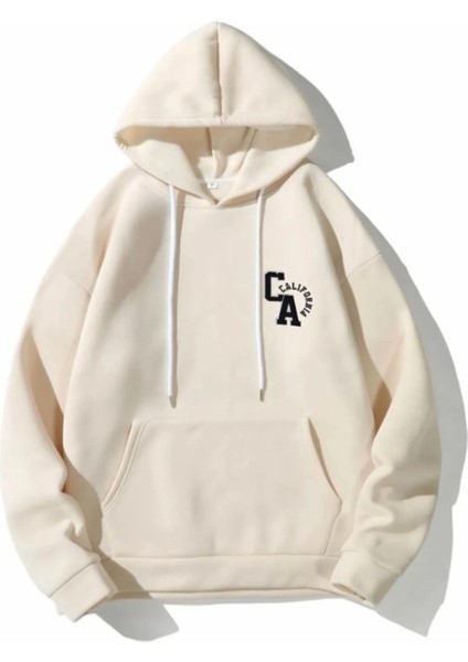 Büyük Beden Özel Tasarım Kapüşonlu Californıa C A Baskılı Oversize Battal Erkek Sweatshırt