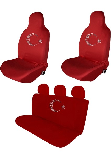 Ay Yıldız Logolu Tüm Araçlarla Uyumlu Oto Koltuk Kılıfı Ön Arka Takım