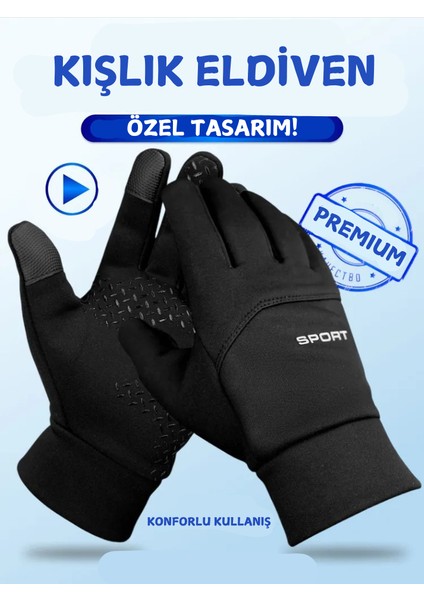 Motosiklet-Kayak Eldiveni Su Kaydırmaz-Soğuk Geçirmez Dokunmatik Parmak