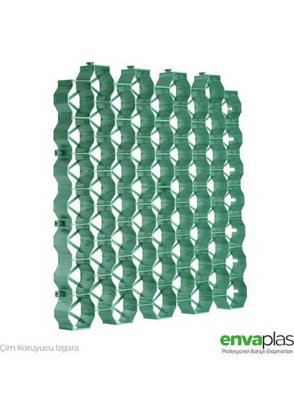 Pratik Garden Çim ve Çakıl Tutucu Yeşil Plastik Izgara - 1 Paket (12 Adet- 3m²) Her Modül 50 x 50 cm