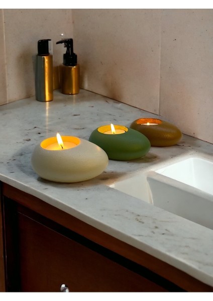 Concept Three Drops Minimal Dekoratif Beton Tealight Mumluk 3'lü Set