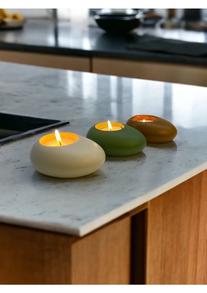 Concept Three Drops Minimal Dekoratif Beton Tealight Mumluk 3'lü Set