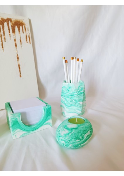 Ofis Seti Kalemlik, Dekoratif Kutu, Mumluk, Kalemlik, Not Kağıdı Kutusu, Mavi Kalemlik Seti modelleri