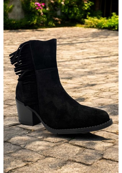 D24KB-1690 Siyah Deri Tam Ortopedik Kadın Casual Bot