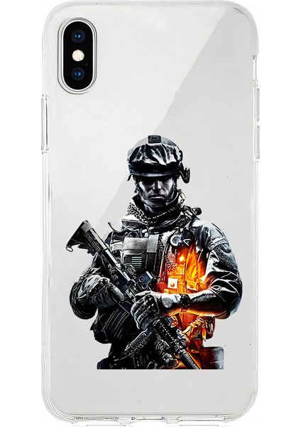 Apple iPhone X/xs Max Uyumlu Kamuflajlı Asker Desenli Silikon Kılıf