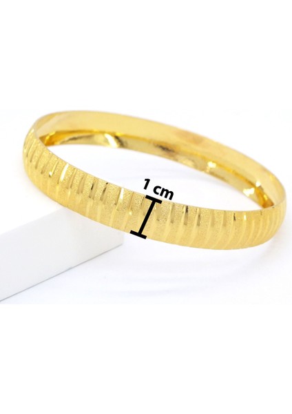 22 Ayar Altın Kaplama Imitasyon Çizgili Bilezik 1 cm BLZ-3005