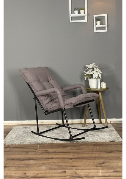 Sallanır Sandalye & Dinlenme Koltuğu, Sallanan Sandalye, Tv Koltuğu, Yastıklı Leke Tutmaz Kumaş | Füme