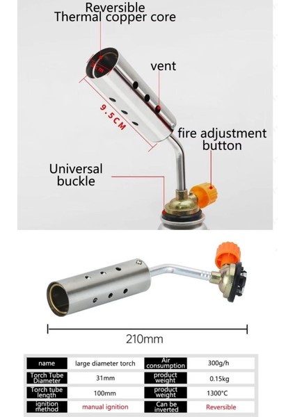 Tamirci Kaynakcı Şalama Pürmüzü Yüksek Alevli Metal Kafa Pürmüs Torch 5li Kamp Gaz Seti 400ML Meşale