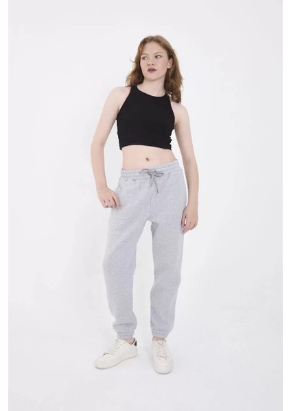 Üç Iplik Basic Lastikli Eşofman Pantolon - Gri