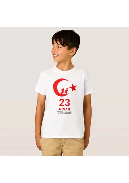 23 Nisan Çocuk Bayramı Baskılı Özel T-Shirt - Beyaz