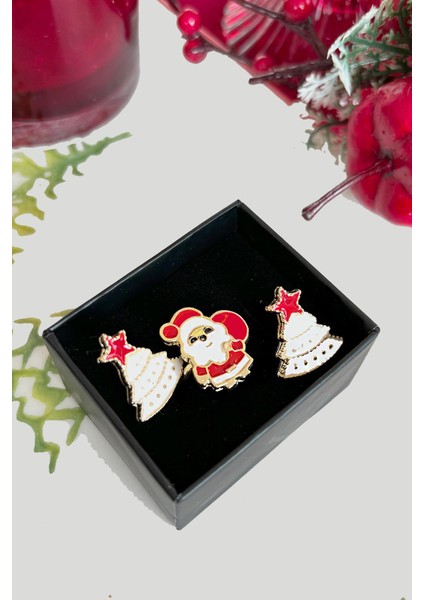 Yılbaşı Christmas Yüzük ve Çivi Küpe Seti