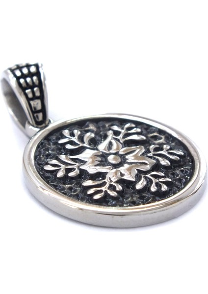 316L Çelik Çiçek Detaylı Yuvarlak Kolye Ucu TGR-559 fırsatları