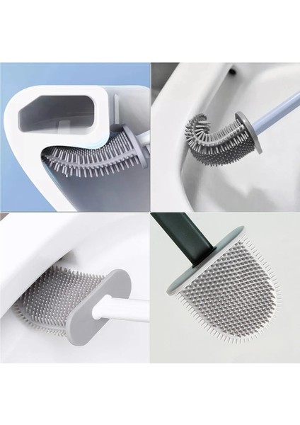 Silikon Banyo Tuvalet Klozet Fırçası ve Tutucu Set Yavru Ağzı