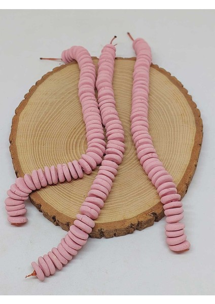 Pembe Pigmentli Yassı Mat Seramik Boncuk Dizi 10-12MM/23CM (54196) fiyatları
