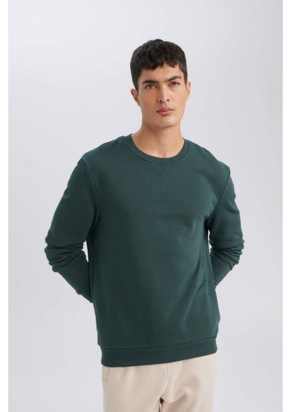 Regular Fit Bisiklet Yaka Kalın Basic Düz Sweatshirt T3777AZ24AU