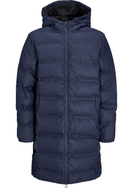 Jcoelements Uzun Şişme Erkek Mont Su Geçirmez Kapüşonlu Lacivert 12239014