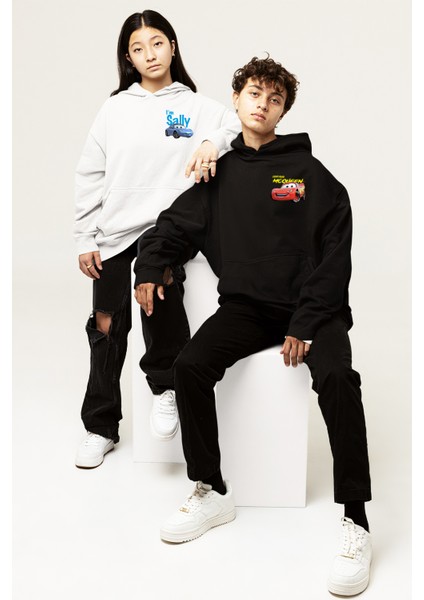 Sevgili Kombini I'm Sally ve Şimşek Mcqueen Cars Baskılı 2'li Sevgili Kombini Çift Hoodie Kapşonlu Sweatshirt 2ADET