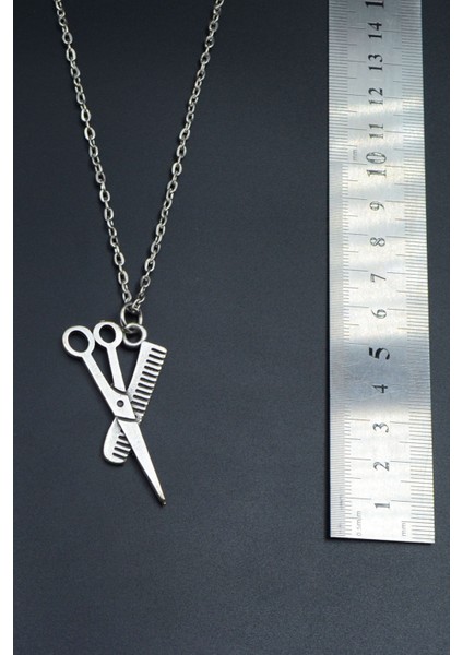 Berber - Makas - Tarak Gümüş Kaplama Unisex Düz Zincir Kolye kod 746 fırsatları