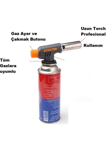 Torch Kafa Tüm Çakmak Gaz Tüplerlerine Uyumlu Torch Pürmüz Alevli Çakmak Pürmüs Üniversal Kafa