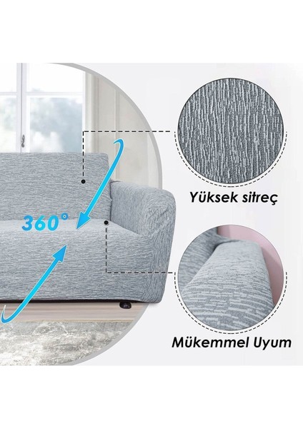 Jakarlı Düz Desen Esnek Kanepe Kılıfı Tamıkı Koltuk Örtüsü 3+3+1+1 Yıkanabilir Koltuk Kılıfı Kanepe Çekyat Örtüsü Takım