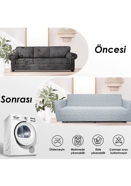 Jakarlı Düz Desen Esnek Kanepe Kılıfı Tamıkı Koltuk Örtüsü 3+3+1+1 Yıkanabilir Koltuk Kılıfı Kanepe Çekyat Örtüsü Takım