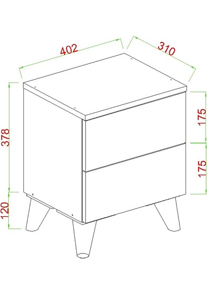 Artemis 2 Çekmeceli Komodin Atlantik Çam