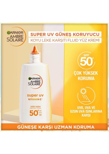 Ambre Solaire Uv C Vitamini Fluid Krem SPF50+ 40 ml + Caldion Kadın Deodorant 150 ml 3 Adet