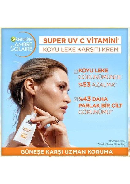 Ambre Solaire Uv C Vitamini Fluid Krem SPF50+ 40 ml + Caldion Kadın Deodorant 150 ml 3 Adet