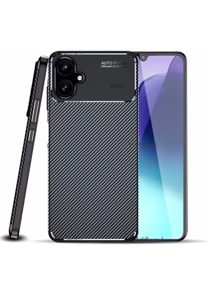 MTK Moveteck Samsung Galaxy A06 Kılıf Kamera Çıkıntılı Karbon Desen Uzun Ömürlü Renk Atmaz Koruyucu Silikon