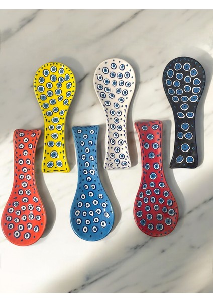 Dekoratif Tasarım Kirli Kaşık Altlığı, Kepçe Altlığı, Çini / Seramik Tamamen El Yapımı