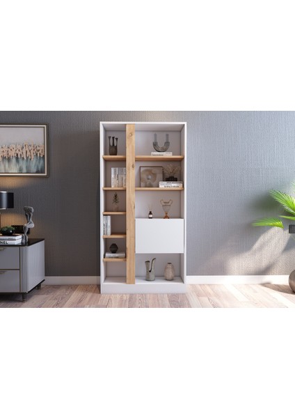 Lotus Kitaplık 160 cm Atlantik Çam - Beyaz fiyatları