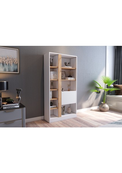 Lotus Kitaplık 160 cm Atlantik Çam - Beyaz modelleri