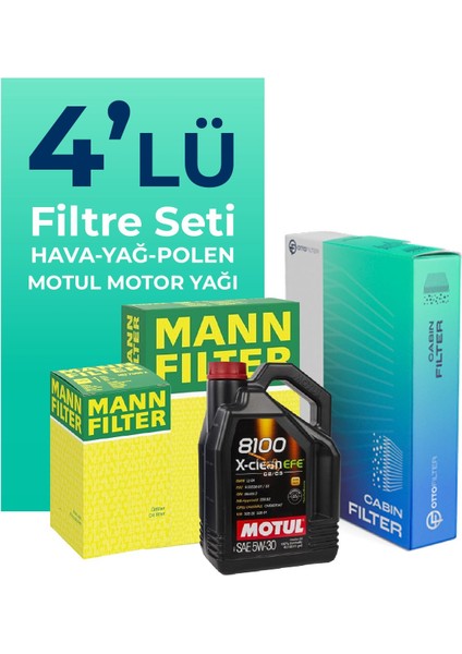 MANN Audi A3 1.4 Tfsi Filtre Bakım Seti Motul Motor Yağlı (2007-2012) 4 Lü