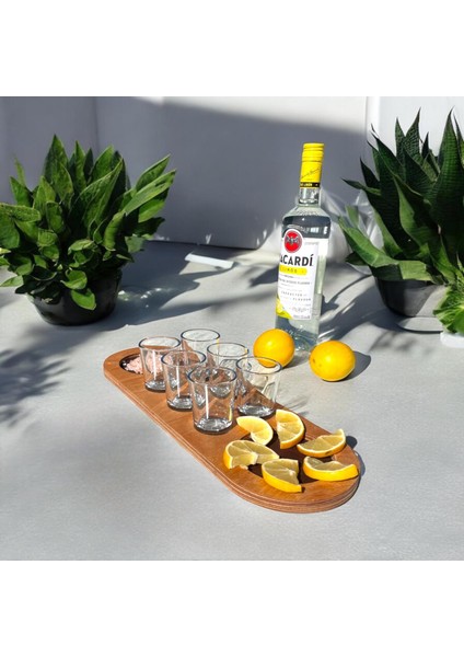 Ahşap Tekila Sunum ve 6 Lü Tekila Shot Bardak Seti, Tekila Standı, Tekila, Hediye Seti, Yılbaşı Hediyesi