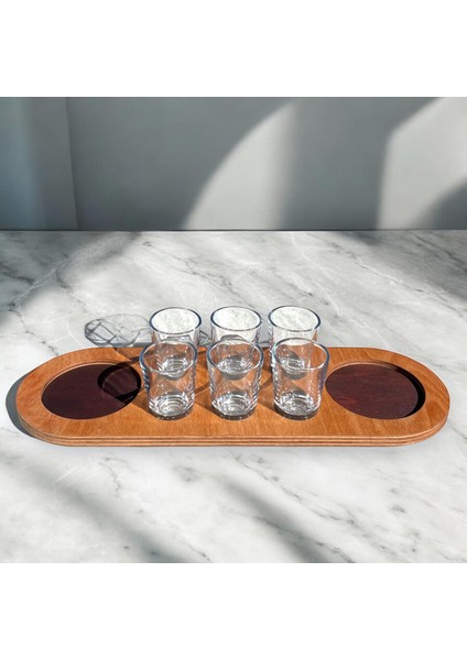 Ahşap Tekila Sunum ve 6 Lü Tekila Shot Bardak Seti, Tekila Standı, Tekila, Hediye Seti, Yılbaşı Hediyesi
