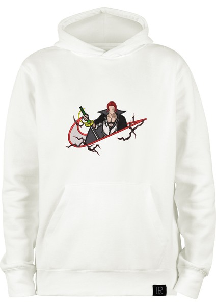 Unisex Oversize One Piece Hoodie Nakışlı Anime Kapüşonlu Sweatshirt Beyaz Kışlık Pamuklu Sweatshirt