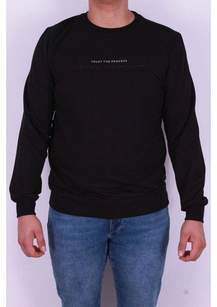 The Process Baskı Trender Erkek Siyah Sweat - Trust