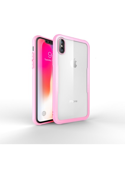 Apple iPhone Xs Max 6.5 Kılıf Kenarları Silikon Arka Kısım Temperli Cam Craft Kılıf