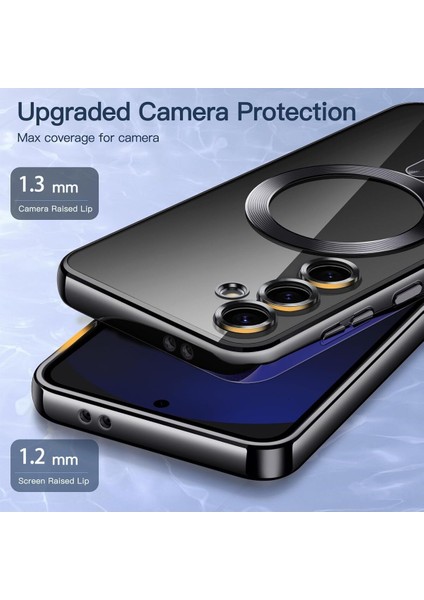 Samsung Galaxy S24 Fe Kılıf Kamera Lens Korumalı Renkli Magsafe Şeffaf Silikon Siyah modelleri