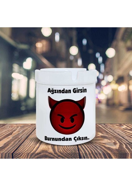 Burnundan Çıksın Espirili Emoji Baskılı Küllük Kül Tablası-30147