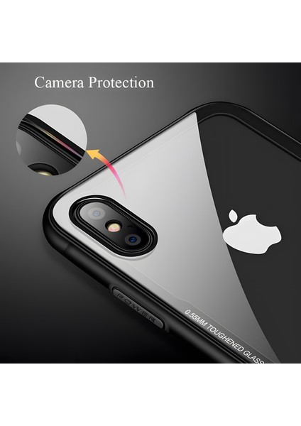 Apple iPhone Xs Max 6.5 Kılıf Kenarları Silikon Arka Kısım Temperli Cam Craft Kılıf