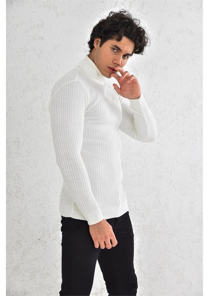 Fitilli Balıkçı Trender Erkek Kazak 6619 Ekru modelleri