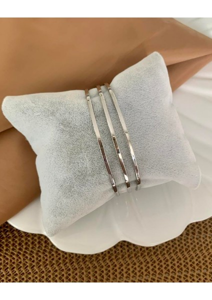 Ajda Rodaj Kaplama 3 Adet 925 Ayar Gümüş Bilezik