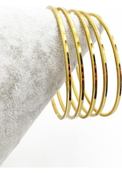 Ajda Altın Kaplama 5 Adet 925 Ayar Gümüş Bilezik