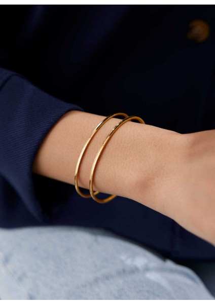 Ajda Rose Kaplama 925 Ayar Gümüş Bilezik