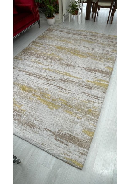 Carpet Cover Sarı Firuze Model Lastikli Kadife Halı Örtüsü