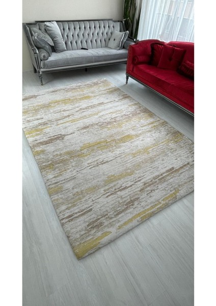 Carpet Cover Sarı Firuze Model Lastikli Kadife Halı Örtüsü